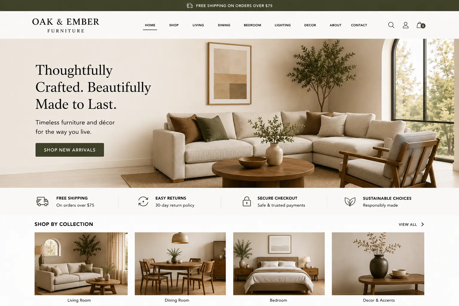 oak and ember homepage